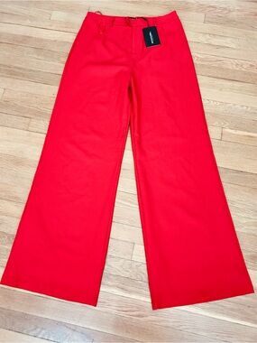 PrettyLittleThing Red High-Waist Trousers